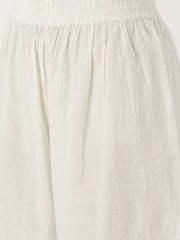 Women White Three-Quarter Sleeves Straight Kurta with Palazzo Set