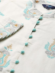 Women White & Grey Printed Kurta with Palazzos