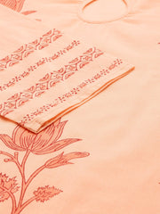 Women Peach-Coloured & Red Printed Kurta with Palazzos