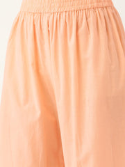Women Peach-Coloured & Red Printed Kurta with Palazzos