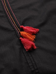 Women Black & Pink Solid Kurta with Trousers & Dupatta