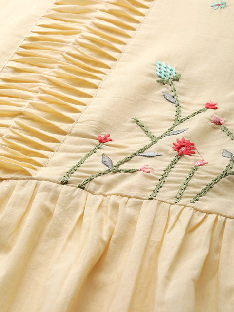 Women Cream-Coloured Yoke Design Kurta with Palazzos & Dupatta