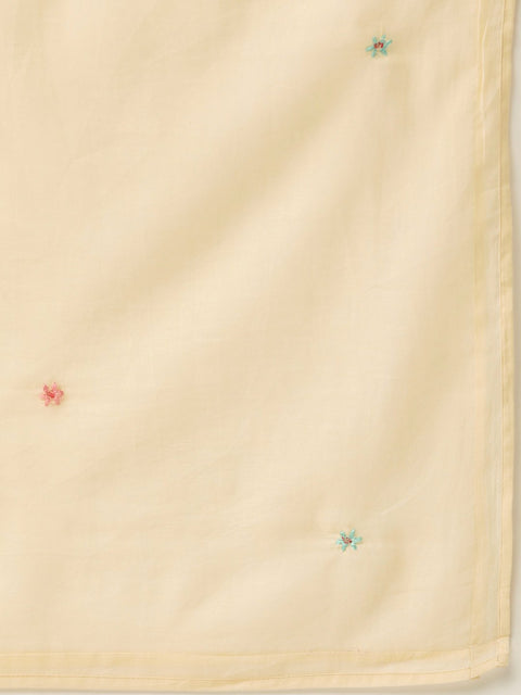 Women Cream-Coloured Yoke Design Kurta with Palazzos & Dupatta