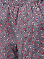 Women Grey Three-Quarter Sleeves Flared Kurta With Palazzo