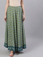 Women Green printed maxi skirt