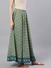 Women Green printed maxi skirt
