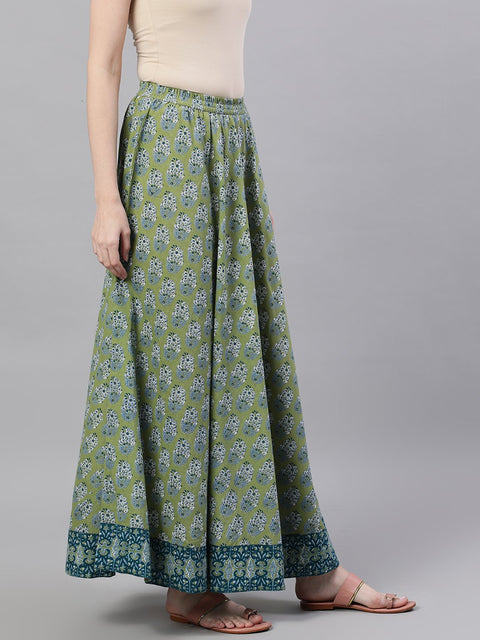 Women Green printed maxi skirt