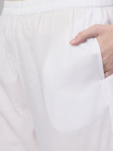 Women White Trouser with lace detailing