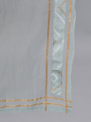 Women Grey Three-Quarter Sleeves Straight Kurta Palazzo With Dupatta