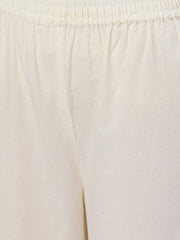 Women Off White Trouser with border print