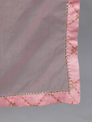 Women Peach Three-Quarter Sleeves Straight Kurta Palazzo With Dupatta