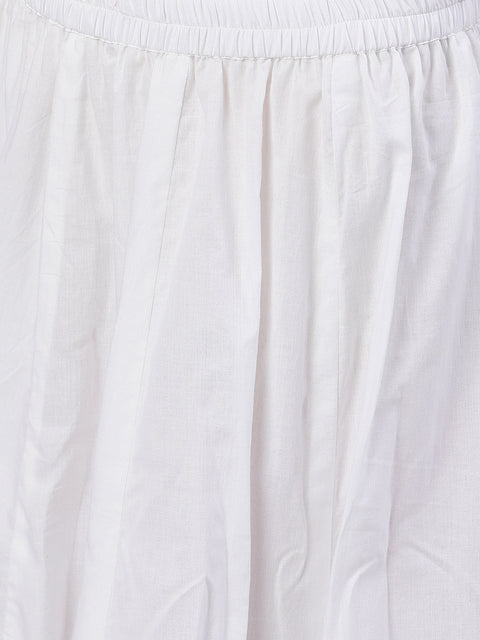 Women SkyBlue Three-Quarter Sleeves Straight Kurta Skirt Set With Dupatta