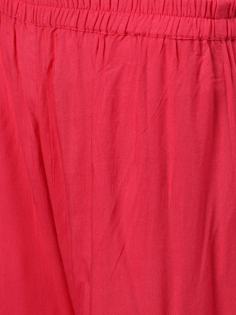 Women Pink Three-Quarter Sleeves Straight