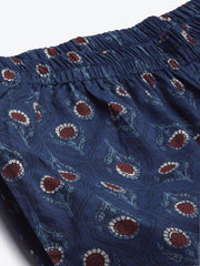 Womens Blue & Maroon Printed Night Suit