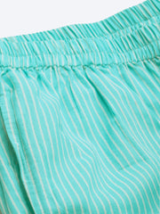 Womens Green & Off White Striped Night Suit