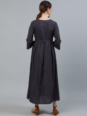 Women Taupe Polka dots Maternity dress with Belt