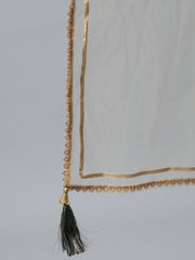 Women Green foil Printed Maxi Dress With Embroidered Net Dupatta