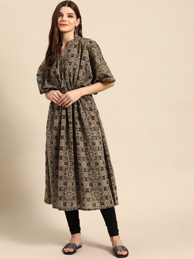 Women Multi Printed Kaftan With Tie-Ups
