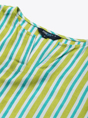 Womens light Green Striped Night Suit