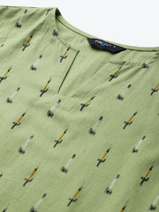 Womens Olive Green Ikat printed Night Suit