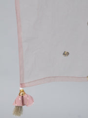 Women Mauve Foil Printed Straight Kurta Plazzo & Sequence Net Dupatta