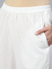 Women Blue Three Quarter Sleeves Straight Kurta With Trouser