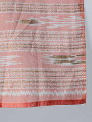 Women Peach & gold Printed Maternity Dress With Three quarter sleeves & Dupatta