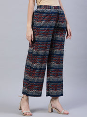 Women Blue & Red Printed Palazo