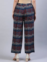 Women Blue & Red Printed Palazo