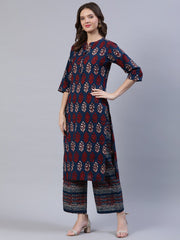 Women Blue & Red Printed Palazo