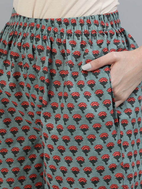 Women Green Printed Night suit