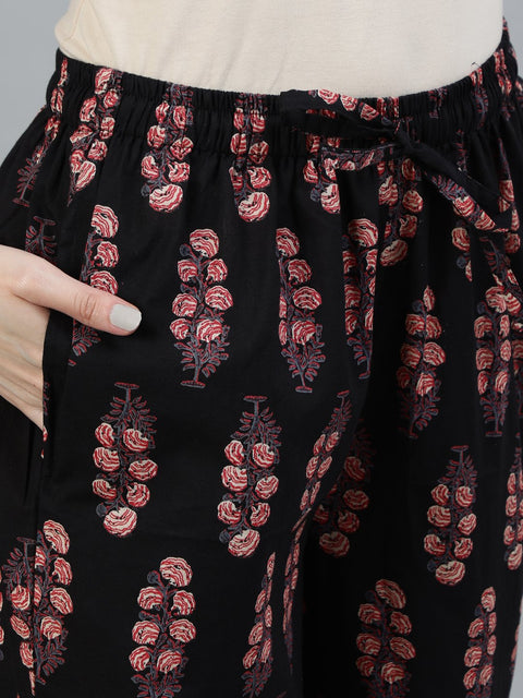 Women Black Printed Night suit