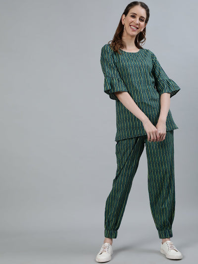 Women Green Printed Night suit