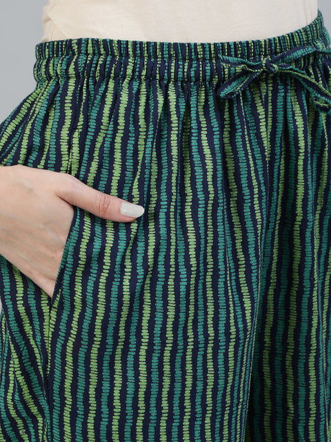 Women Green Printed Night suit