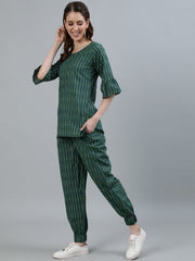 Women Green Printed Night suit