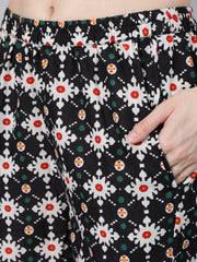 Women Navy Blue Printed Night suit