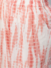 Women Peach Tie-dye Printed Night Suit Set