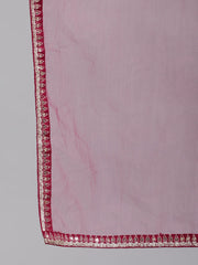 Women Wine Sequinned Embroidered Straight Kurta With Plazo & Dupatta