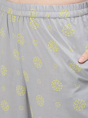 Women Grey Printed Night Suit