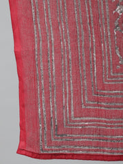 Women Maroon Striped Pure Cotton Kurta with Palazzos & Dupatta