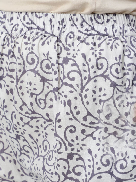 Women Blue Printed Straight Kurta With Plazo & Dupatta