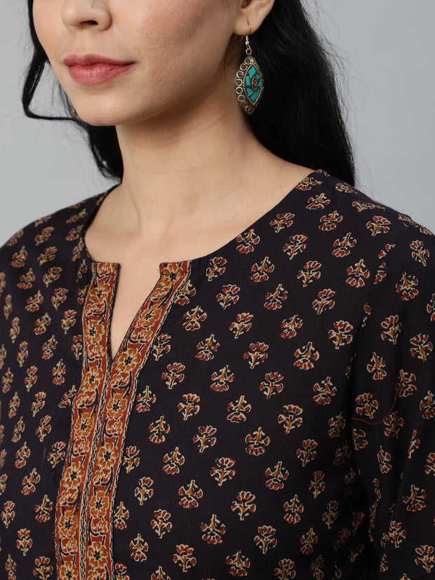 Women dark Purple Printed Tunic