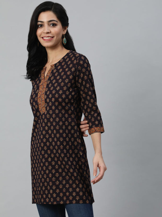 Women dark Purple Printed Tunic