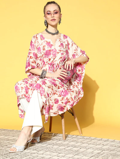 Women off-White Printed Kaftan Kurta