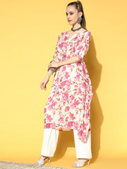Women off-White Printed Kaftan Kurta