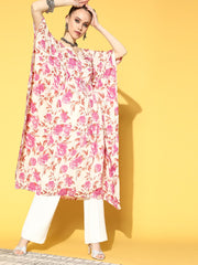 Women off-White Printed Kaftan Kurta