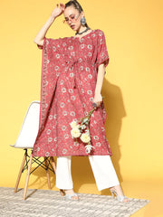Women Pink Printed Kaftan Kurta