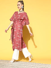 Women Pink Printed Kaftan Kurta