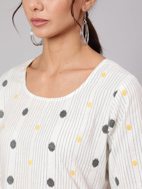 Women White Geometric Printed A- Line Dress