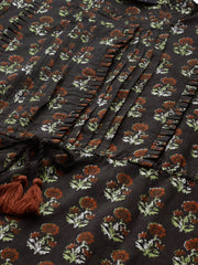 Women Black Printed Dress With Three Quarter Sleeves